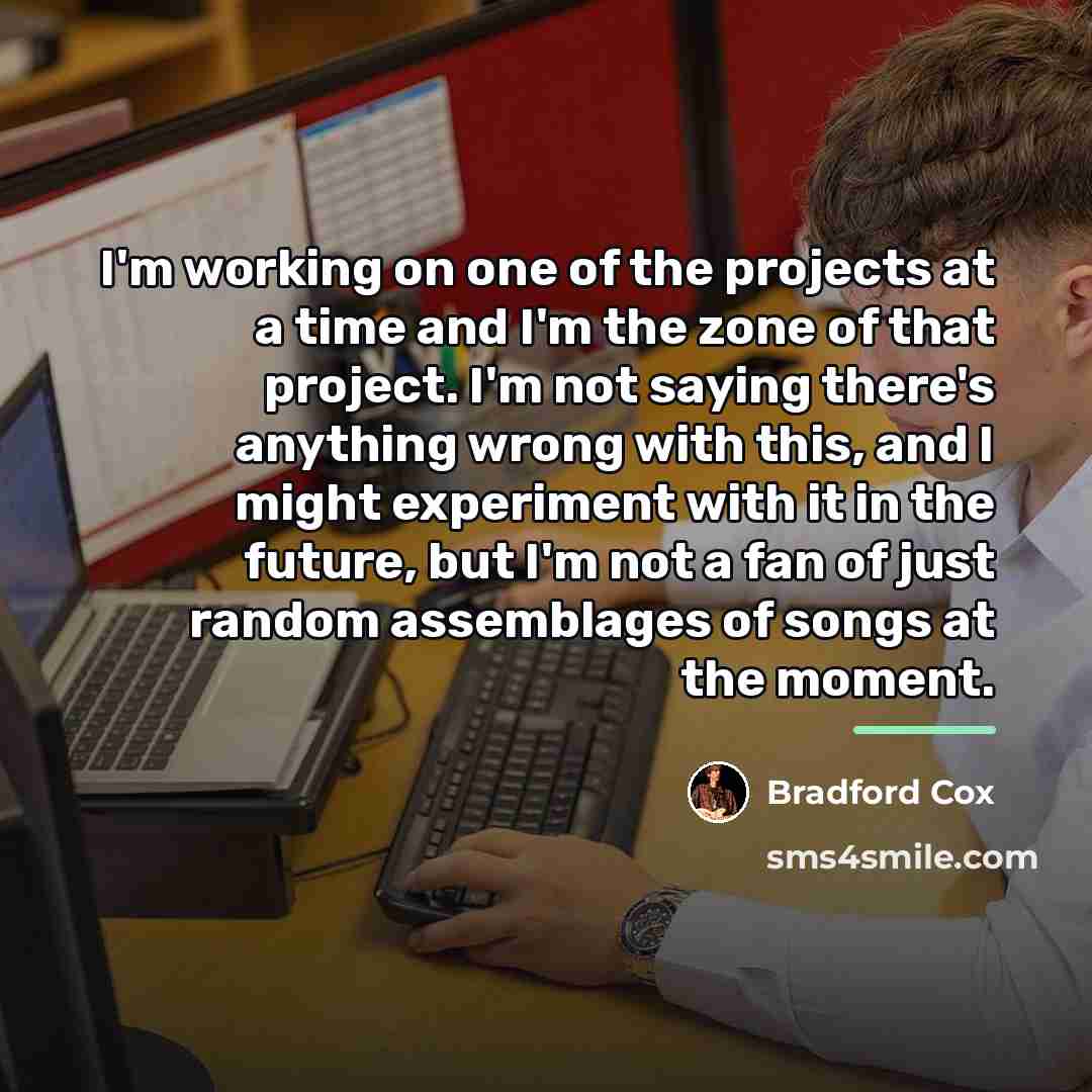 “I'm working on one of the projects at a time…” quote by Bradford Cox