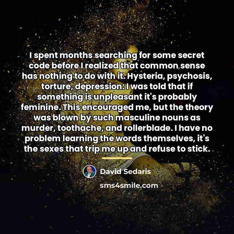 “I spent months searching for some secret code before I…” quote by David Sedaris