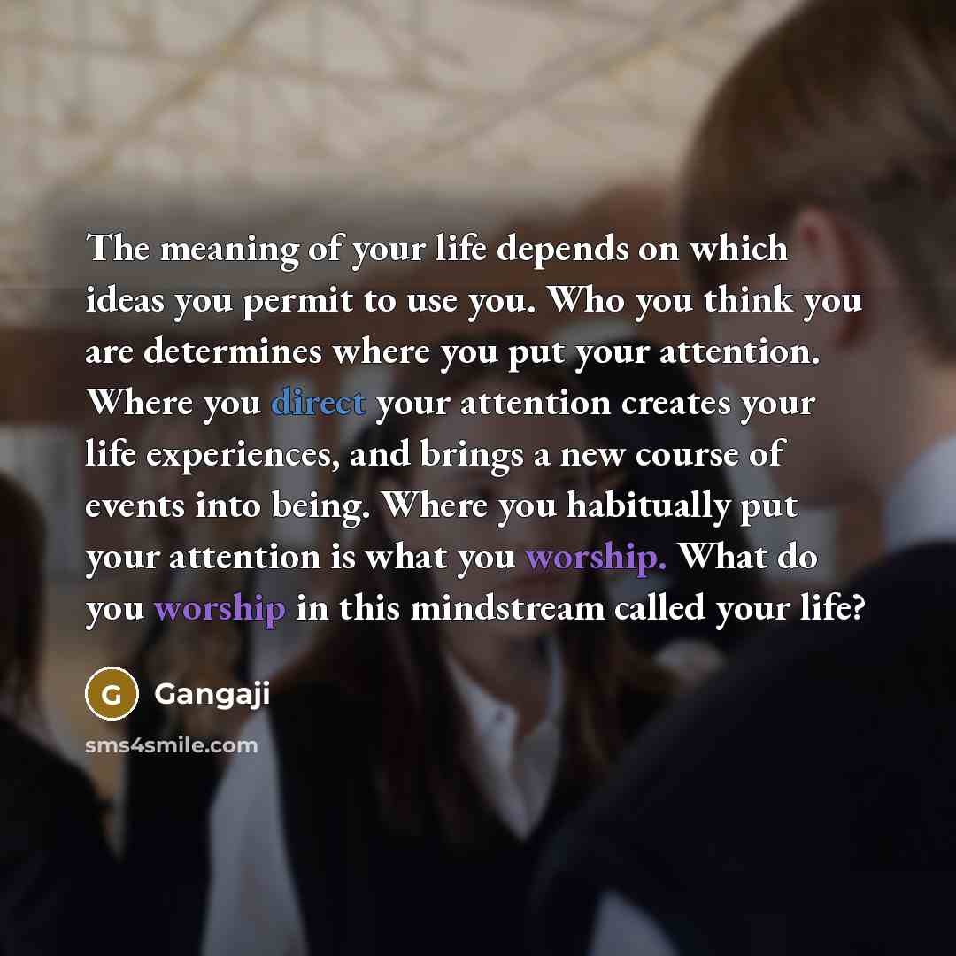 “The meaning of your life depends on which ideas you…” quote by Gangaji