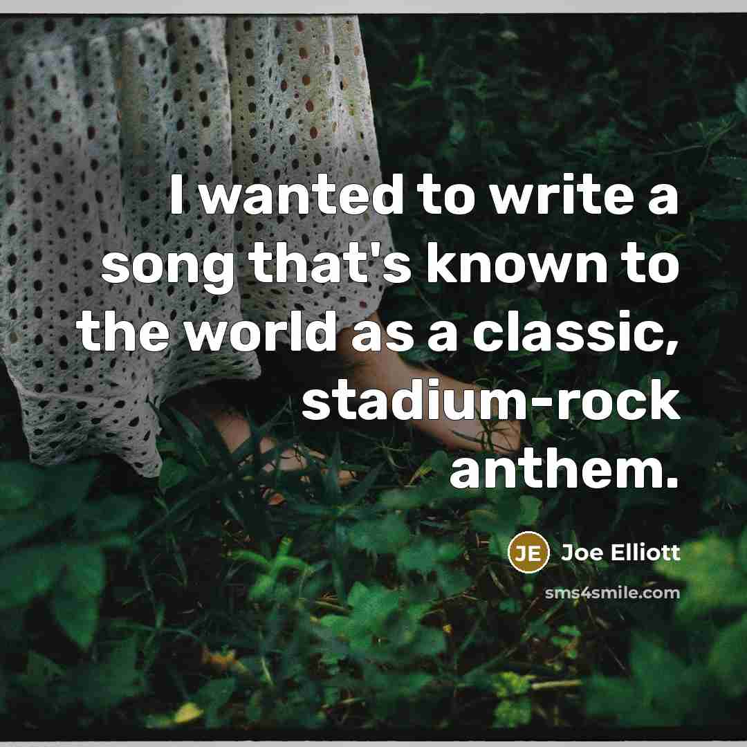 “I wanted to write a song that's known to the…” quote by Joe Elliott