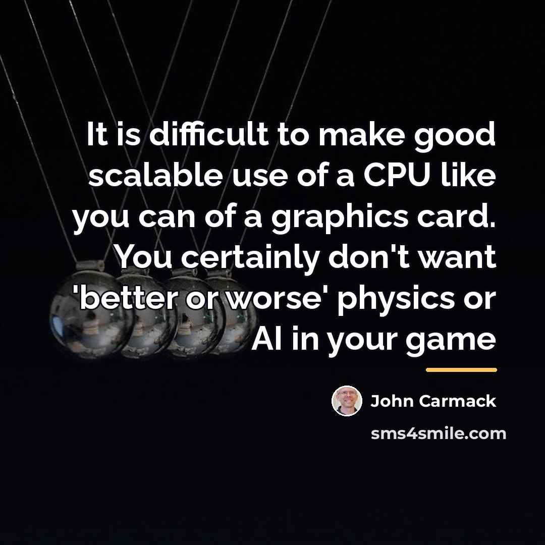 “It is difficult to make good scalable use of a…” quote by John Carmack