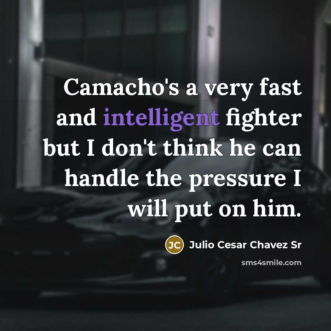 “Camacho's a very fast and intelligent fighter but I don't…” quote by Julio Cesar Chavez Sr