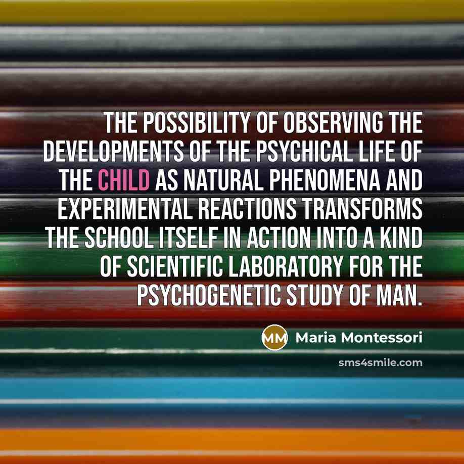 “The possibility of observing the developments of the psychical life…” quote by Maria Montessori