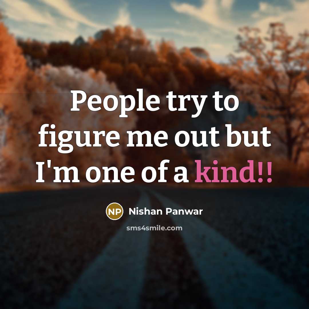 “People try to figure me out but I'm one of a kind!!” quote by Nishan Panwar