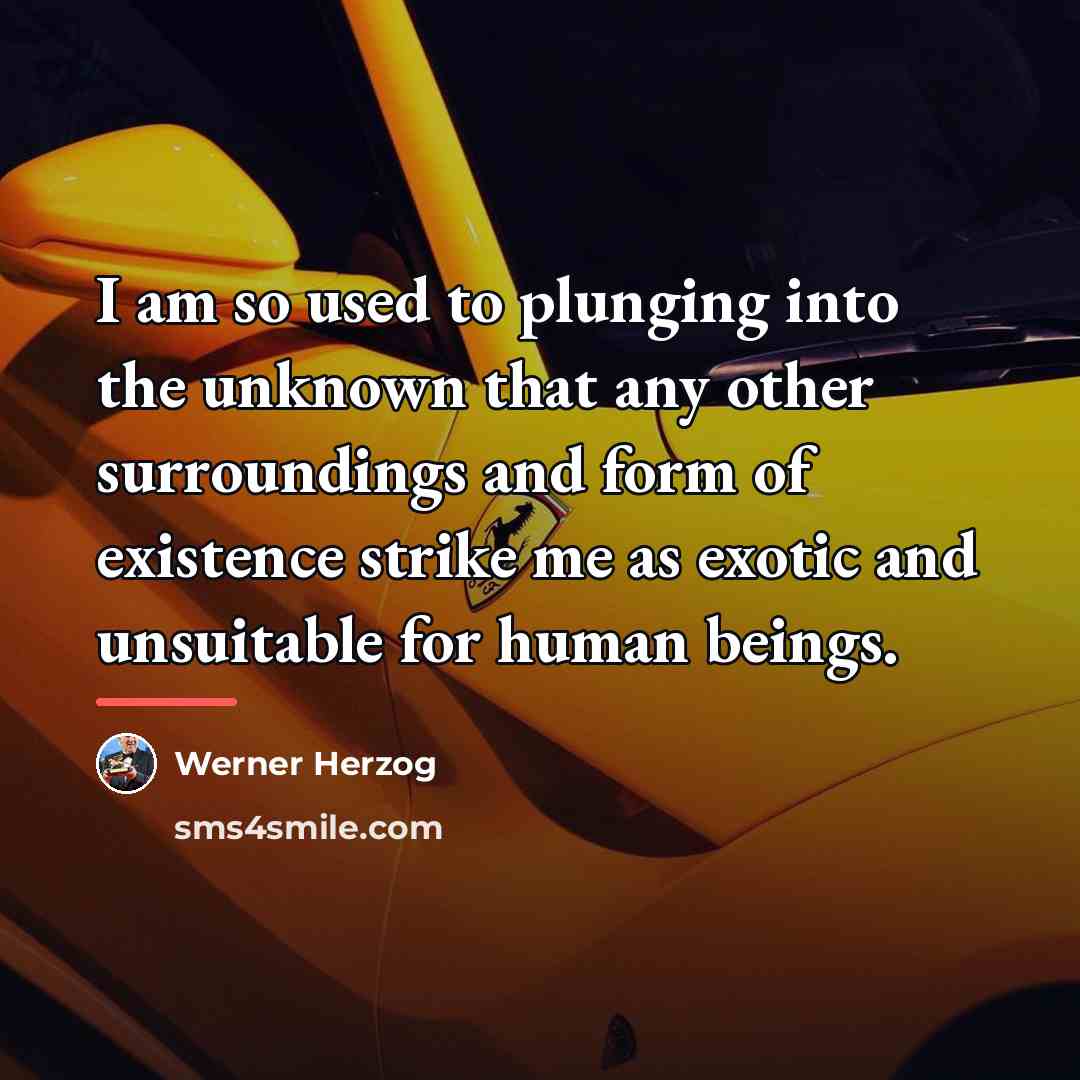 “I am so used to plunging into the unknown that…” quote by Werner Herzog