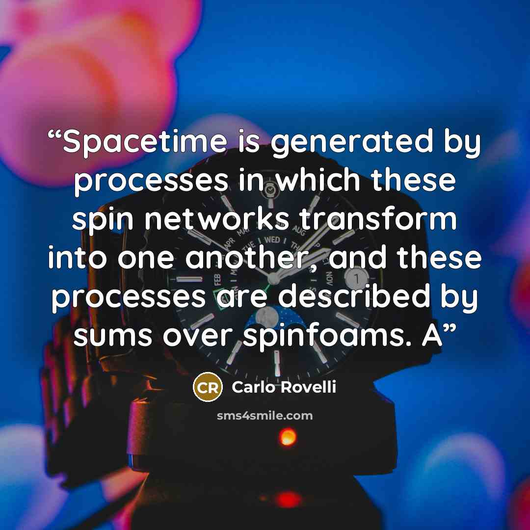 “Spacetime is generated by processes in which these spin networks transform into one another, and these processes are described by sums over spinfoams. A” quote by Carlo Rovelli