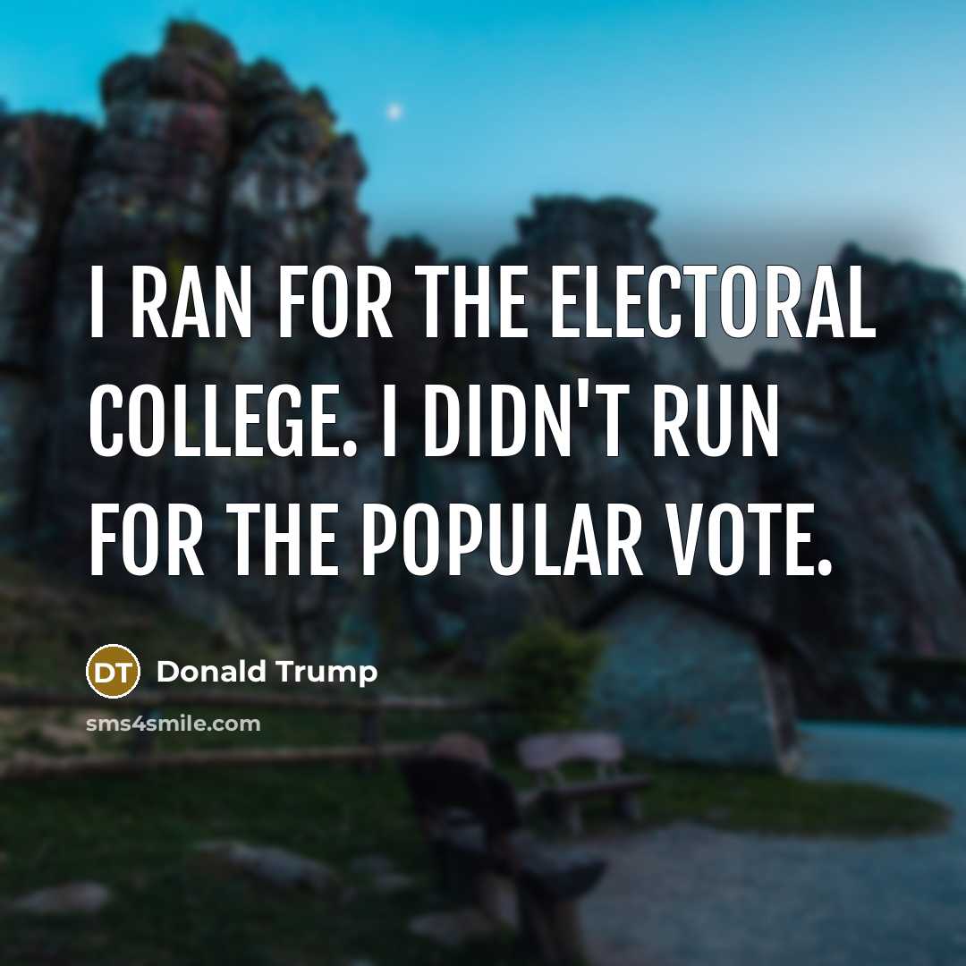 “I ran for the electoral college. I didn't run for…” quote by Donald Trump