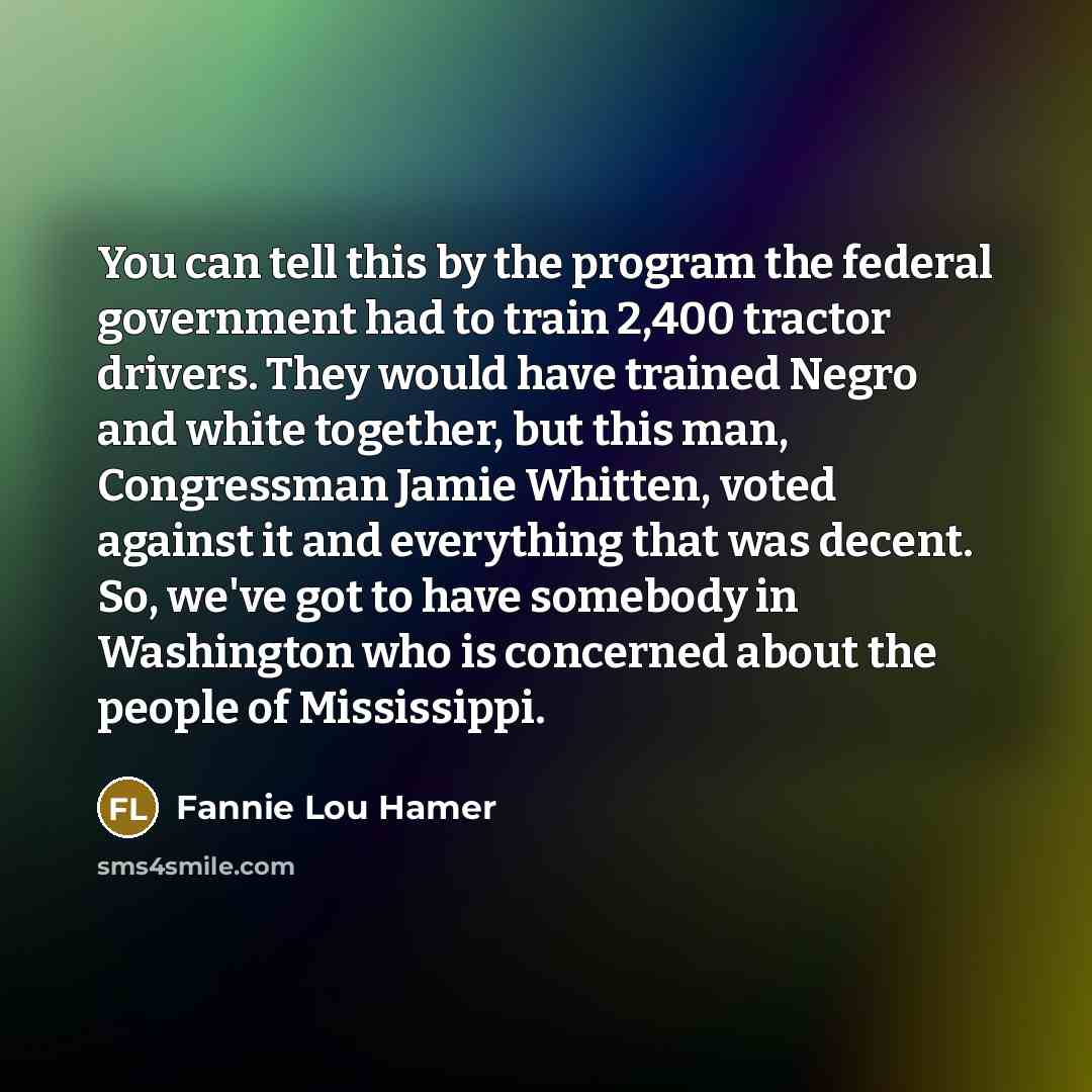 “You can tell this by the program the federal government…” quote by Fannie Lou Hamer