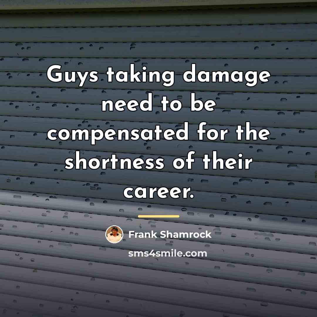 “Guys taking damage need to be compensated for the shortness…” quote by Frank Shamrock