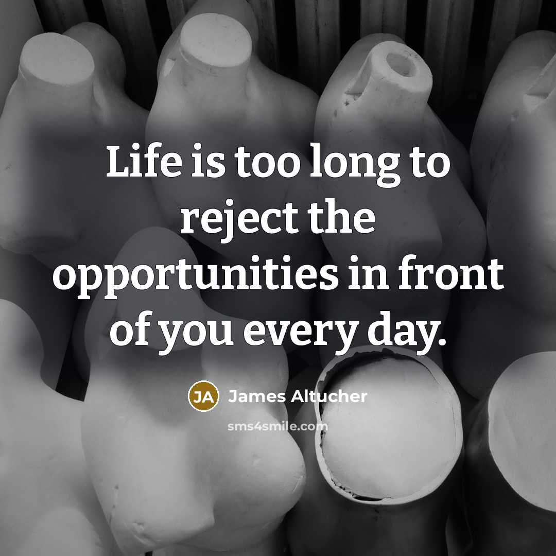 “Life is too long to reject the opportunities in front…” quote by James Altucher