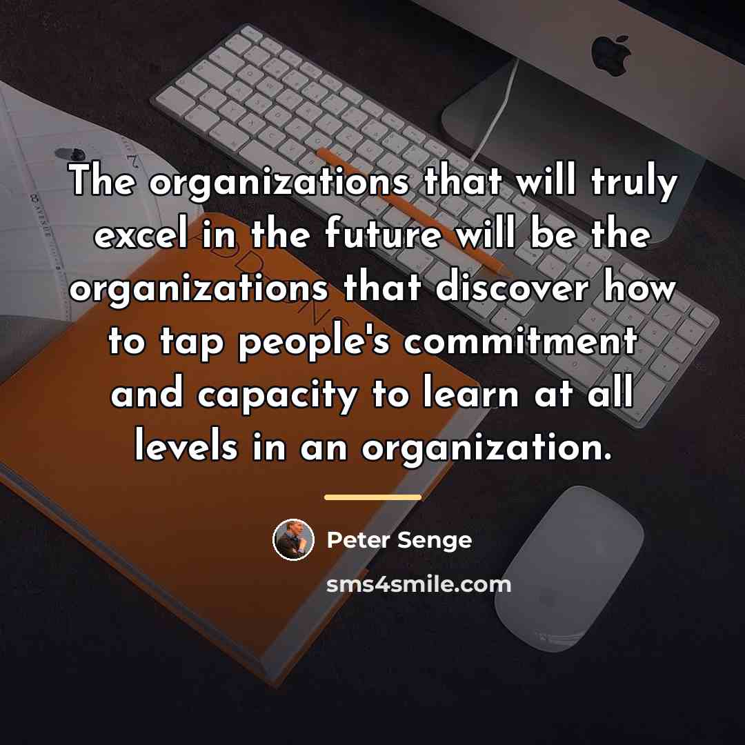 “The organizations that will truly excel in the future will…” quote by Peter Senge