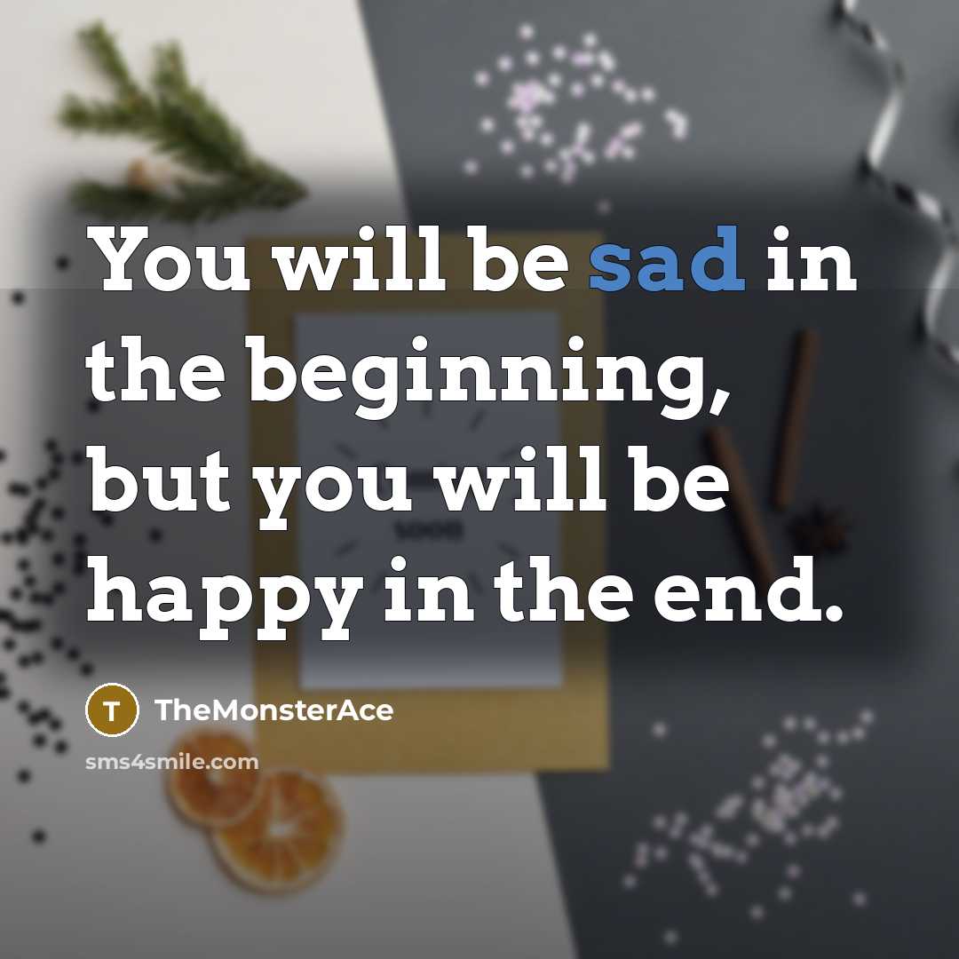 “You will be sad in the beginning, but you will…” quote by TheMonsterAce
