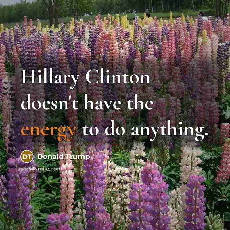 “Hillary Clinton doesn't have the energy to do anything.…” quote by Donald Trump