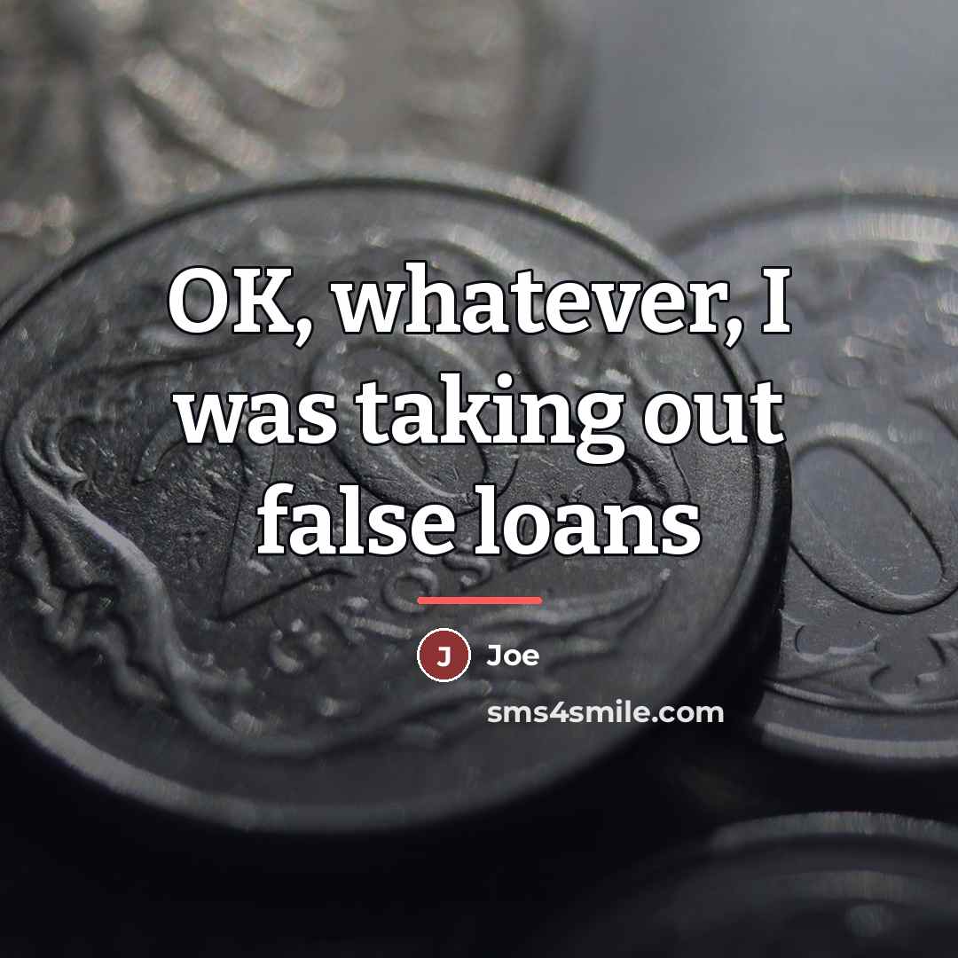 “OK, whatever, I was taking out false loans…” quote by Joe