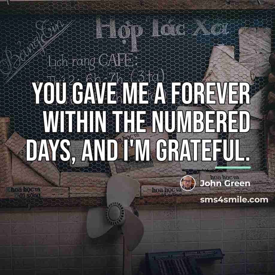 “You gave me a forever within the numbered days, and…” quote by John Green