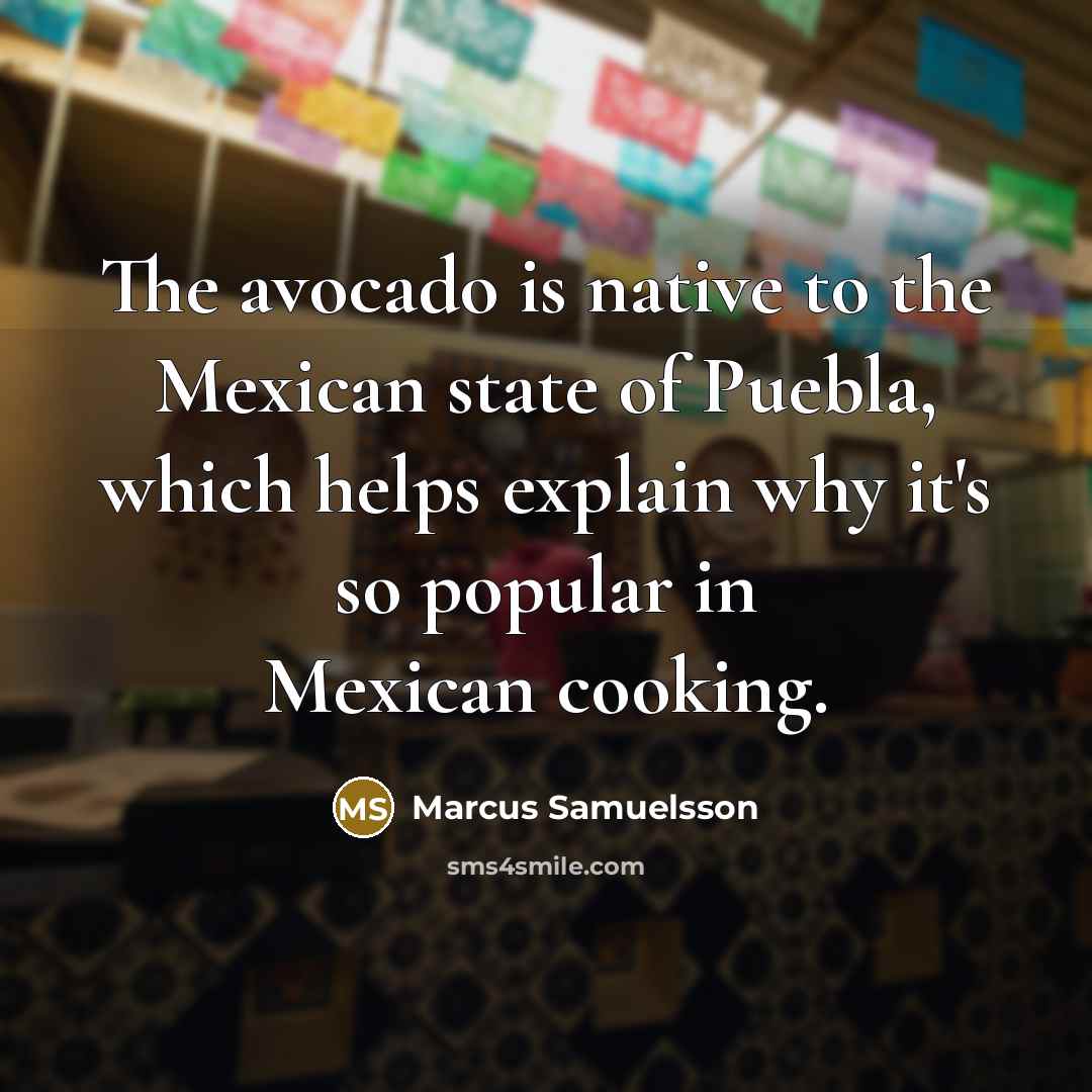 “The avocado is native to the Mexican state of Puebla,…” quote by Marcus Samuelsson