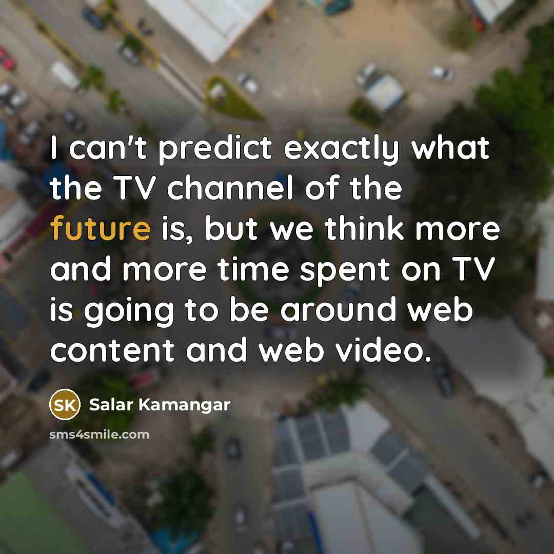 “I can't predict exactly what the TV channel of the…” quote by Salar Kamangar
