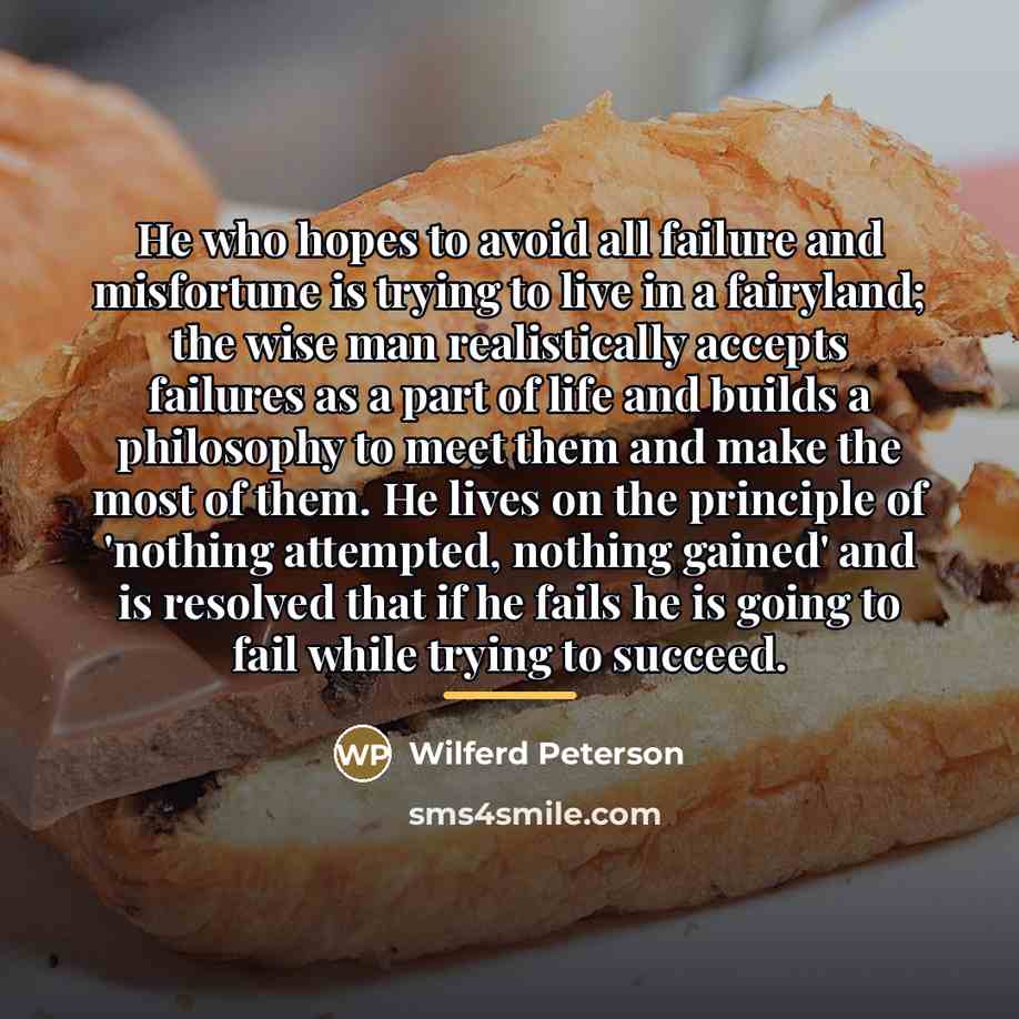 “He who hopes to avoid all failure and misfortune is…” quote by Wilferd Peterson