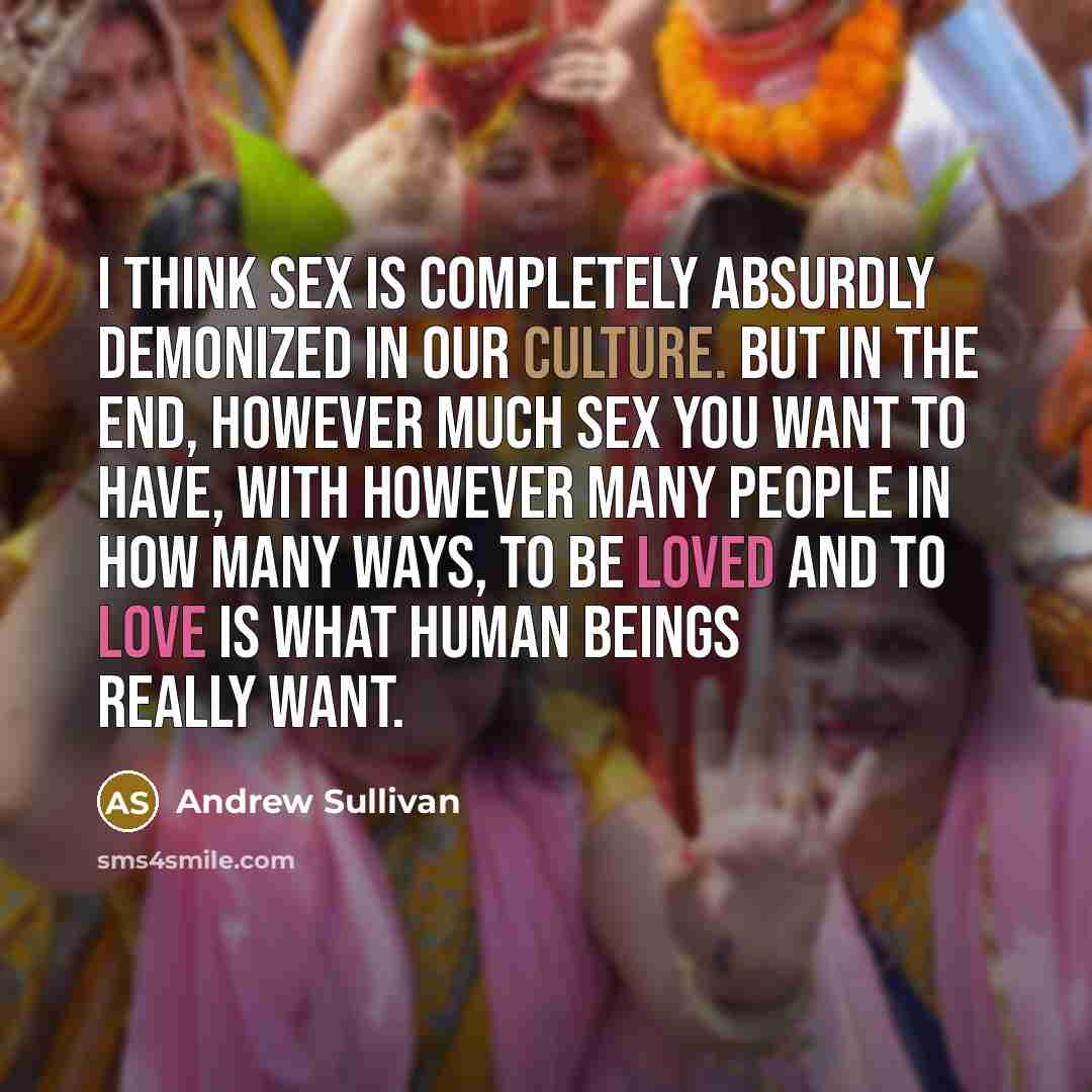 “I think sex is completely absurdly demonized in our culture.…” quote by Andrew Sullivan