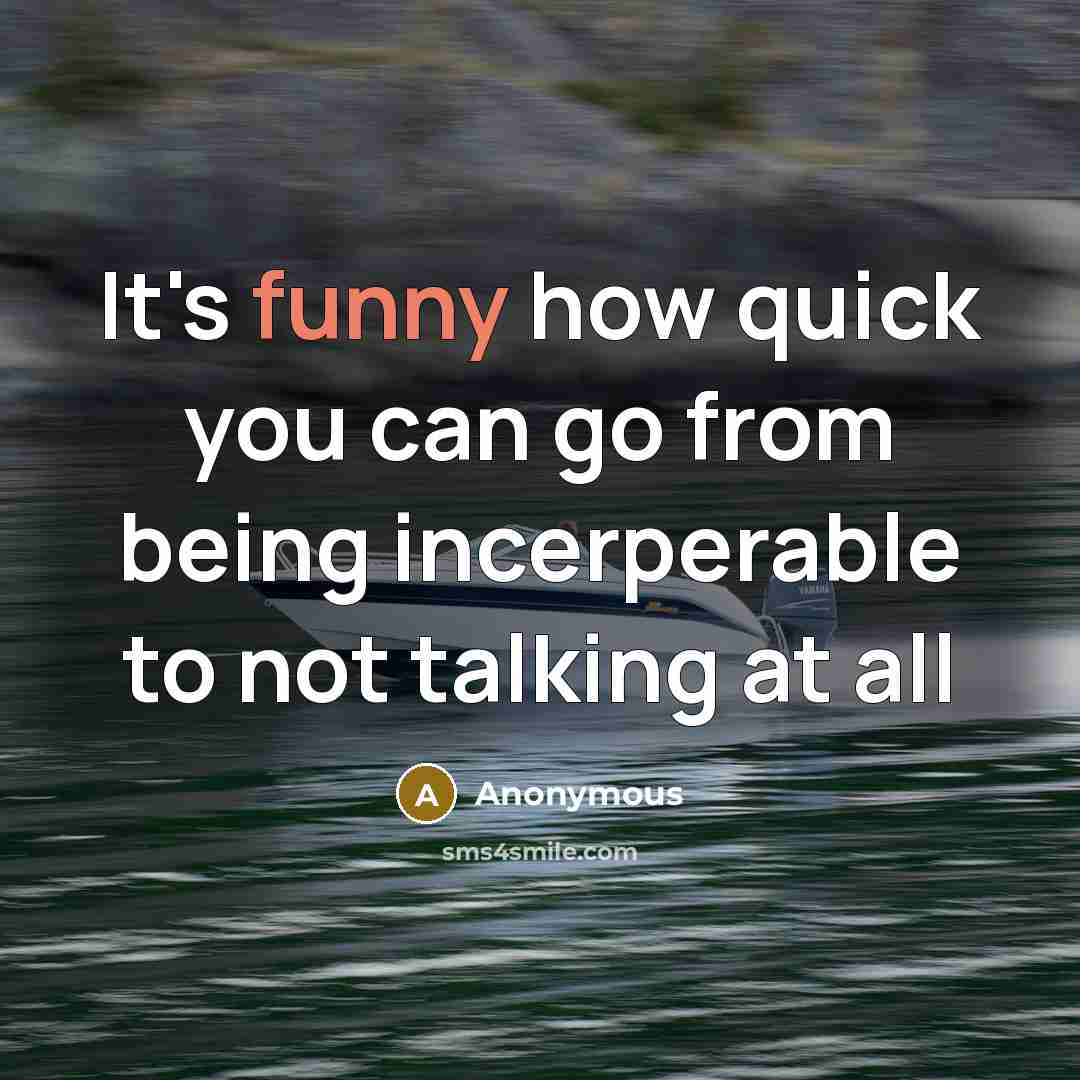 “It's funny how quick you can go from being incerperable to not talking at all” quote by Anonymous
