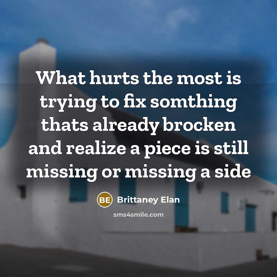 “What hurts the most is trying to fix somthing thats…” quote by Brittaney Elan