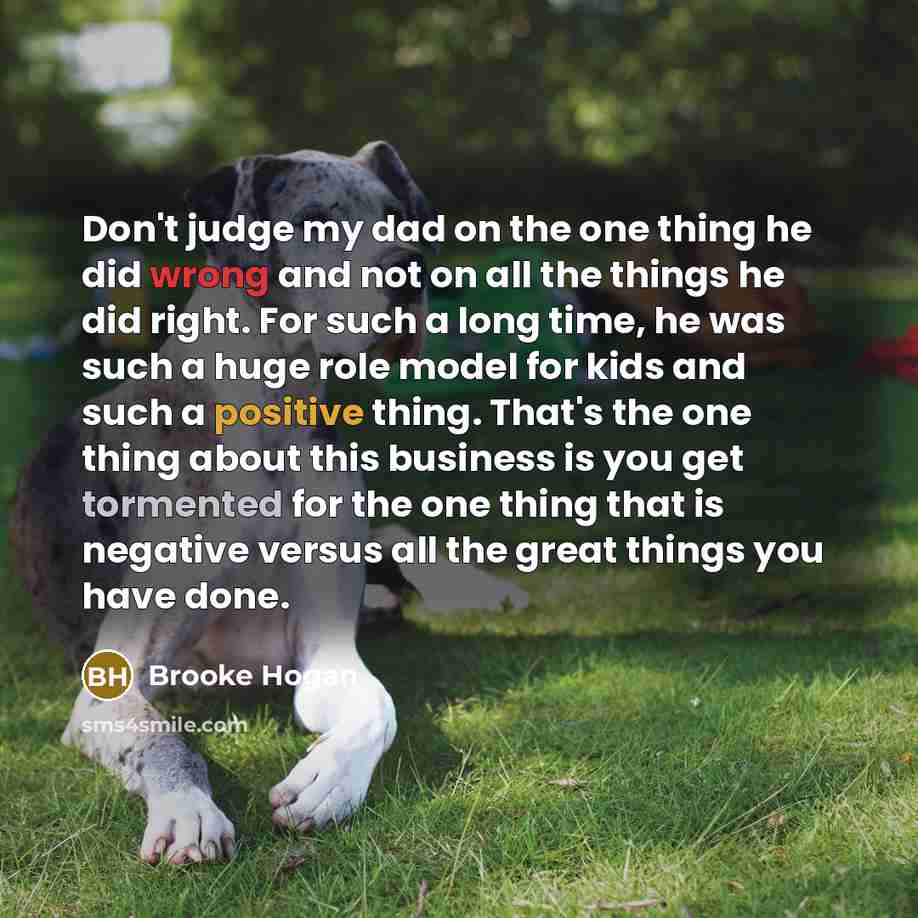 “Don't judge my dad on the one thing he did…” quote by Brooke Hogan
