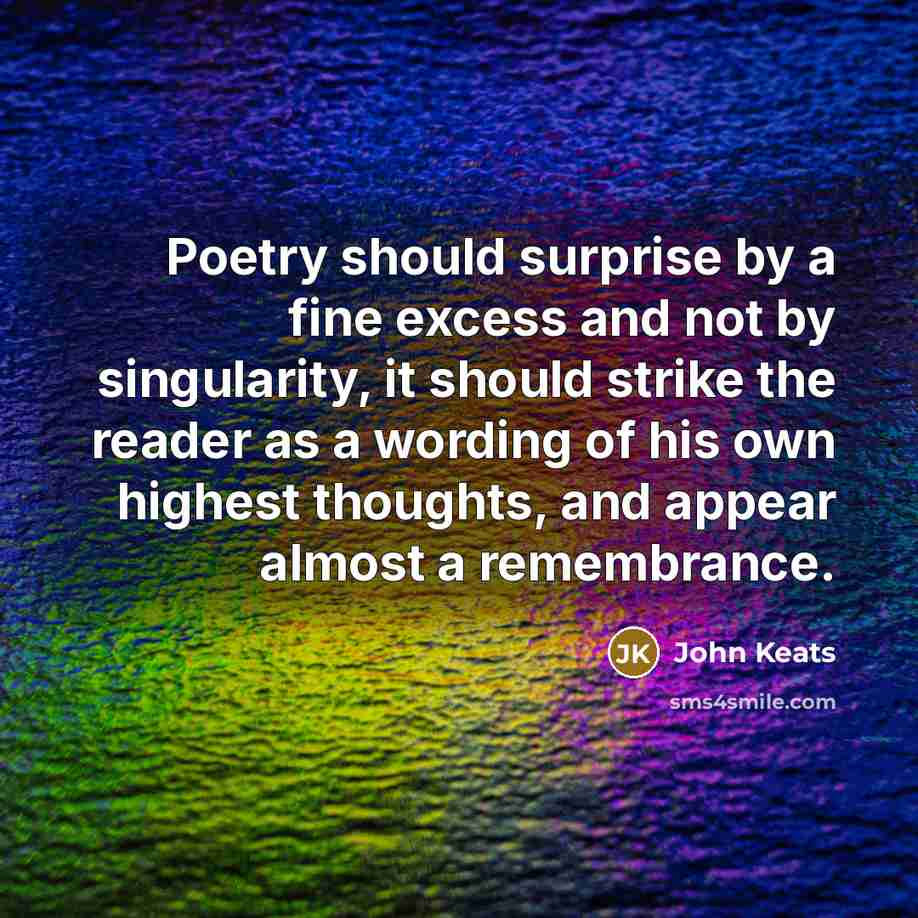 “Poetry should surprise by a fine excess and not by…” quote by John Keats