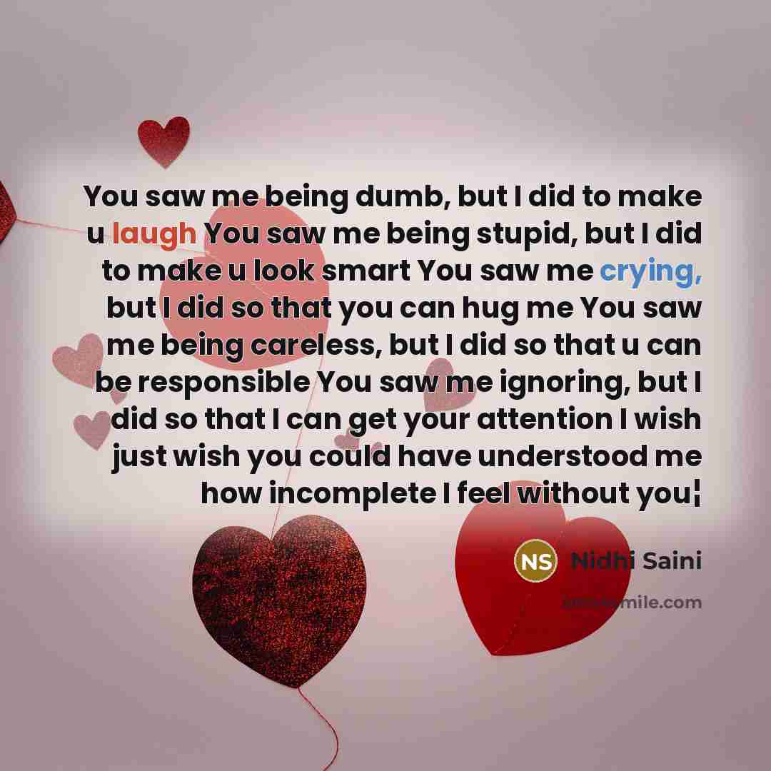 “You saw me being dumb, but I did to make…” quote by Nidhi Saini
