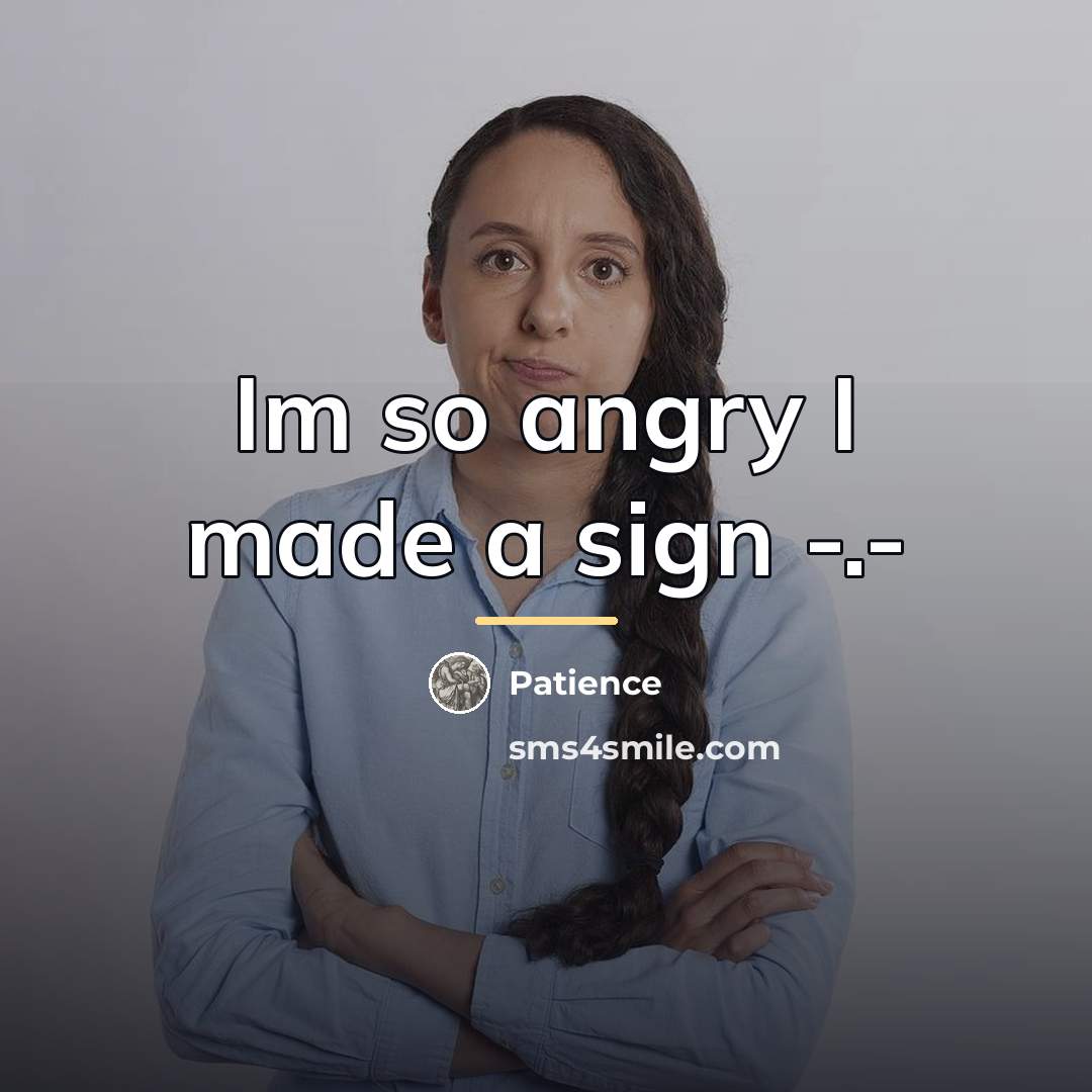 “Im so angry I made a sign -.-…” quote by Patience