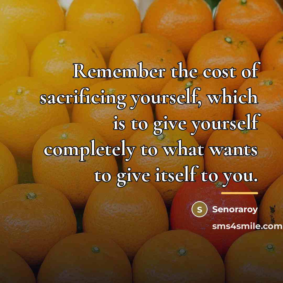“Remember the cost of sacrificing yourself, which is to give…” quote by Senoraroy