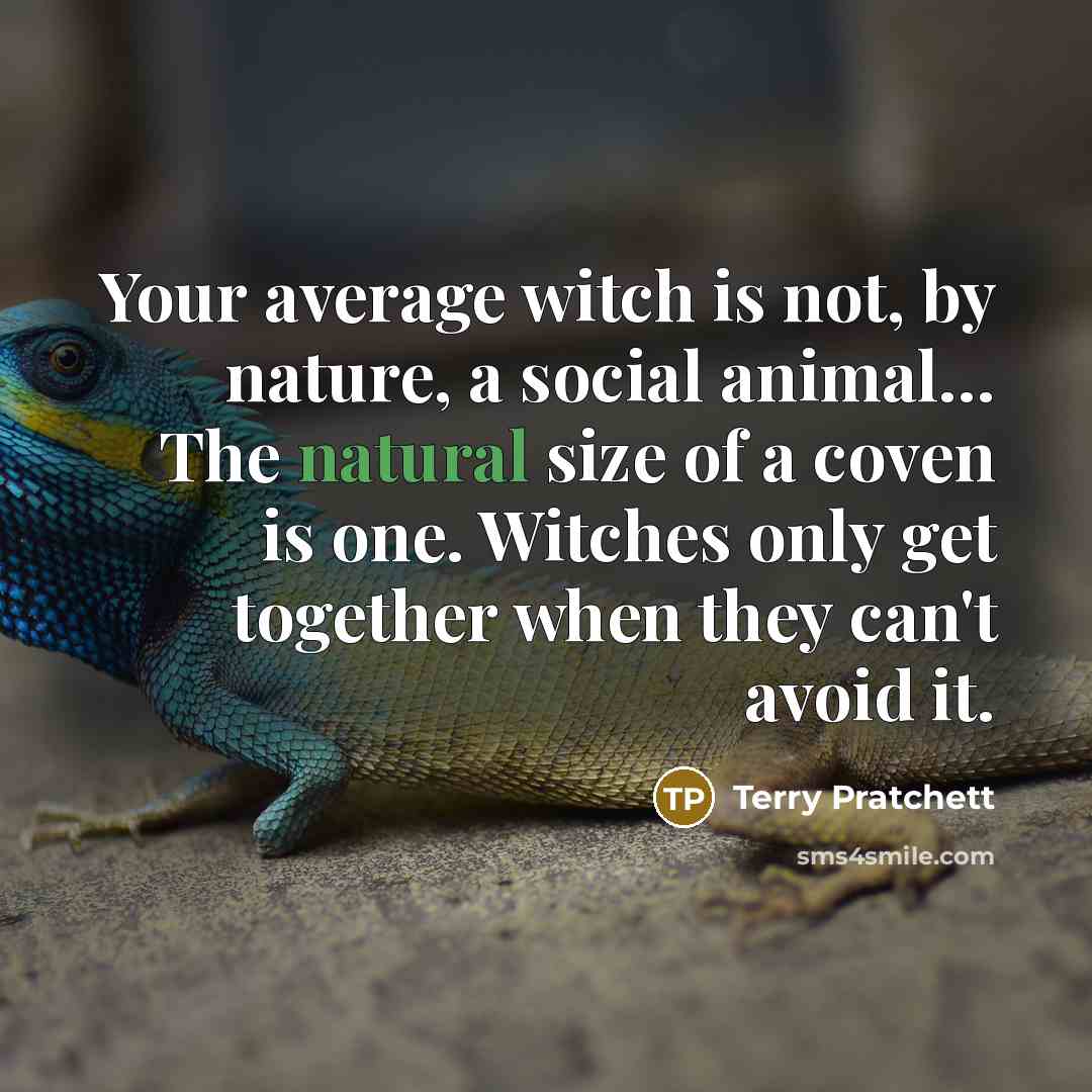 “Your average witch is not, by nature, a social animal....…” quote by Terry Pratchett