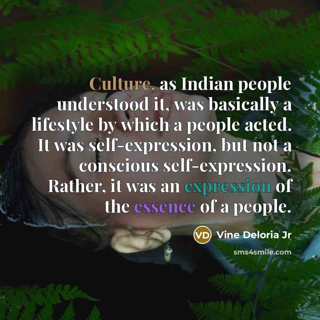 “Culture, as Indian people understood it, was basically a lifestyle…” quote by Vine Deloria Jr