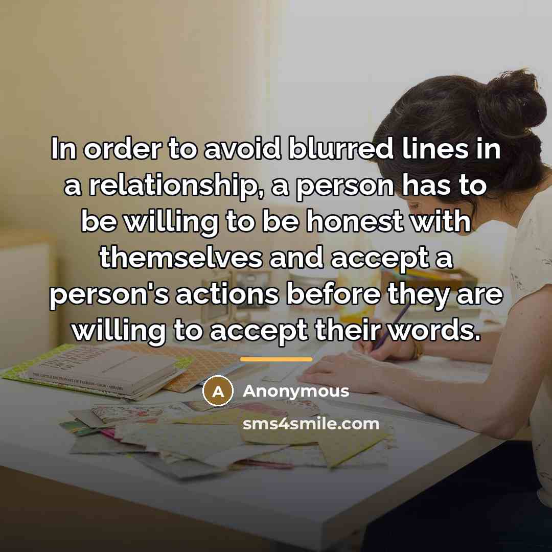 “In order to avoid blurred lines in a relationship, a…” quote by Anonymous