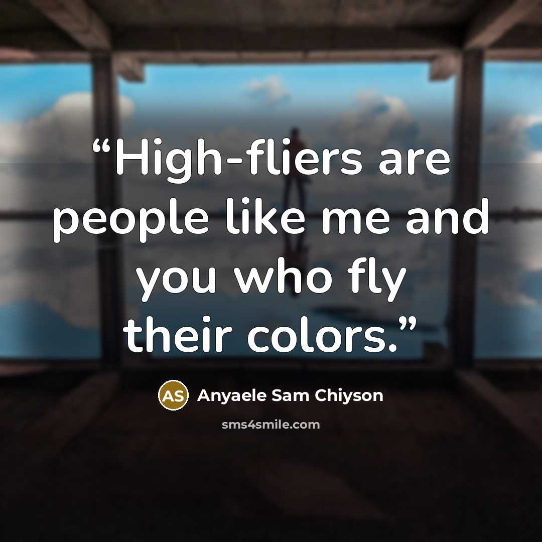 “High-fliers are people like me and you who fly their colors.” quote by Anyaele Sam Chiyson
