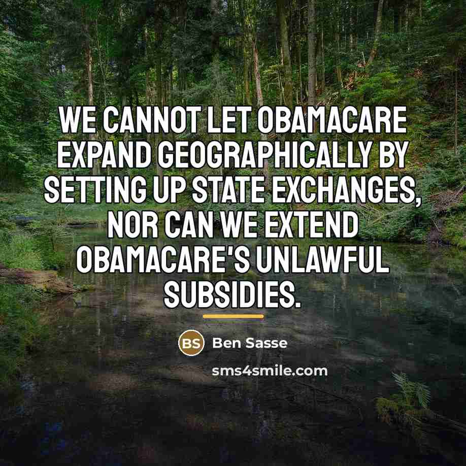 “We cannot let Obamacare expand geographically by setting up state…” quote by Ben Sasse