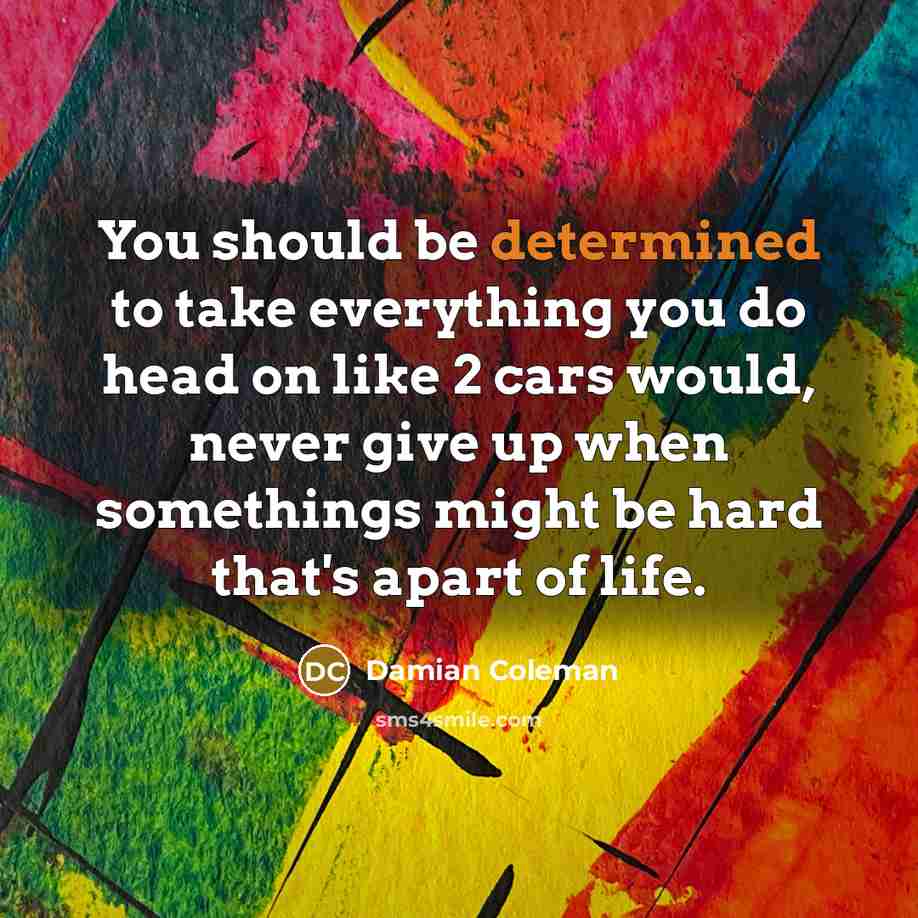 “You should be determined to take everything you do head…” quote by Damian Coleman
