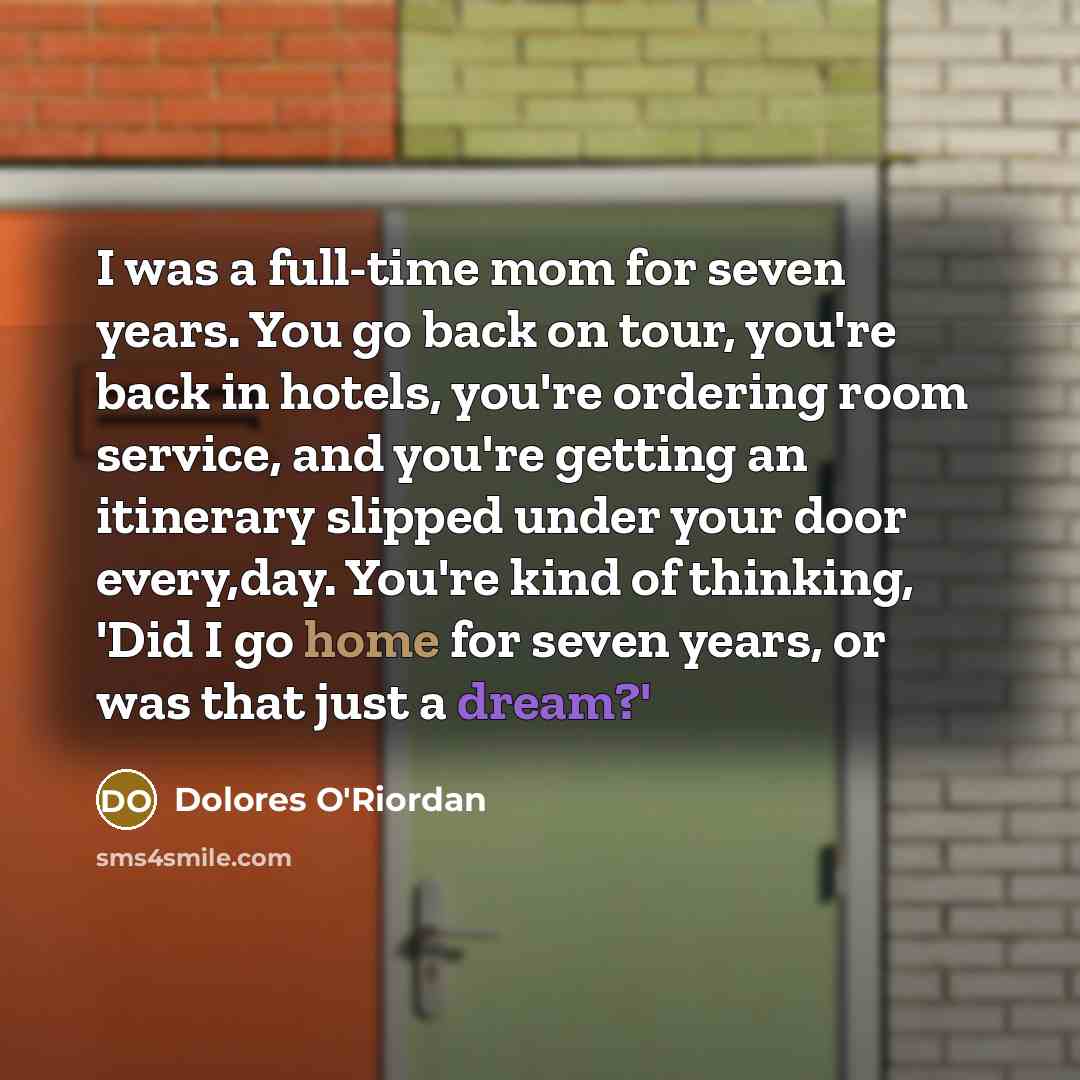 “I was a full-time mom for seven years. You go…” quote by Dolores O'Riordan