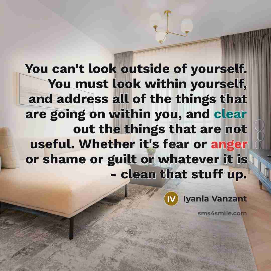 “You can't look outside of yourself. You must look within…” quote by Iyanla Vanzant