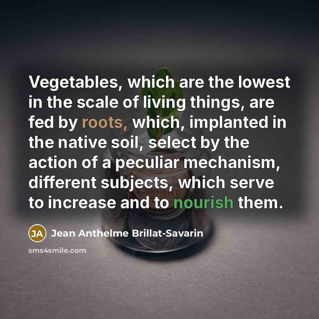 “Vegetables, which are the lowest in the scale of living…” quote by Jean Anthelme Brillat-Savarin