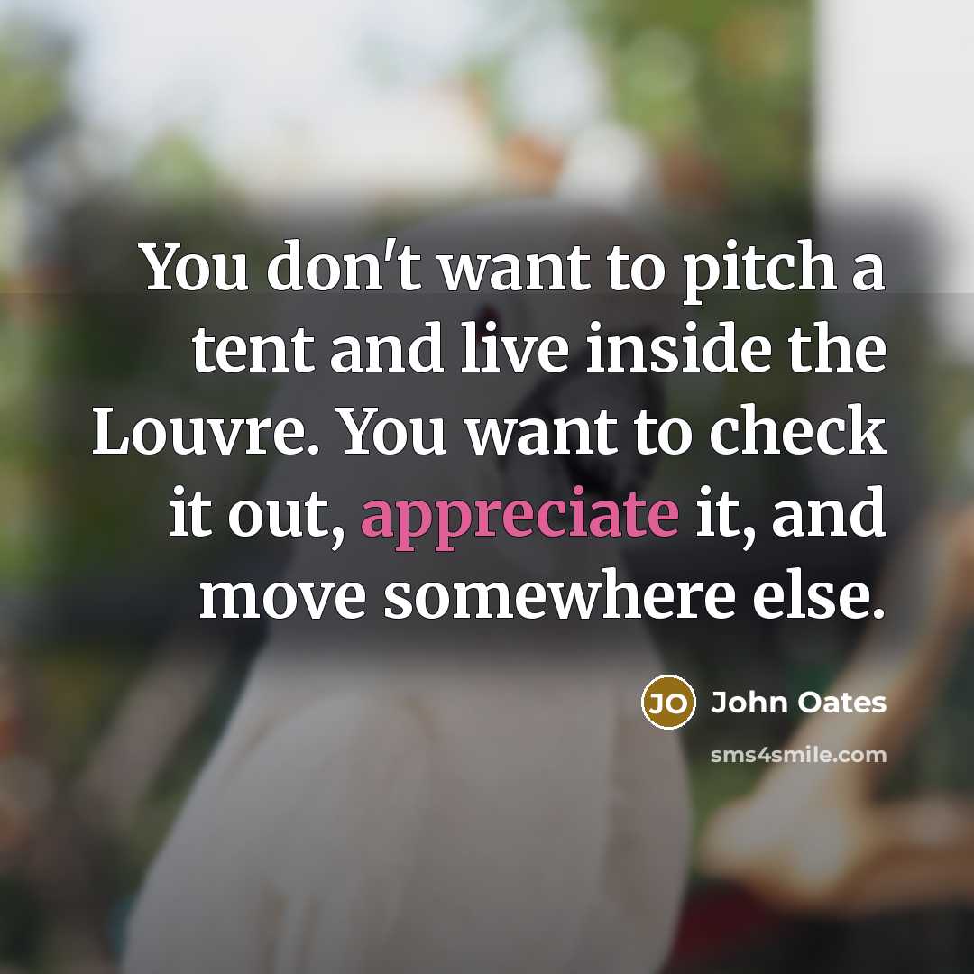 “You don't want to pitch a tent and live inside…” quote by John Oates