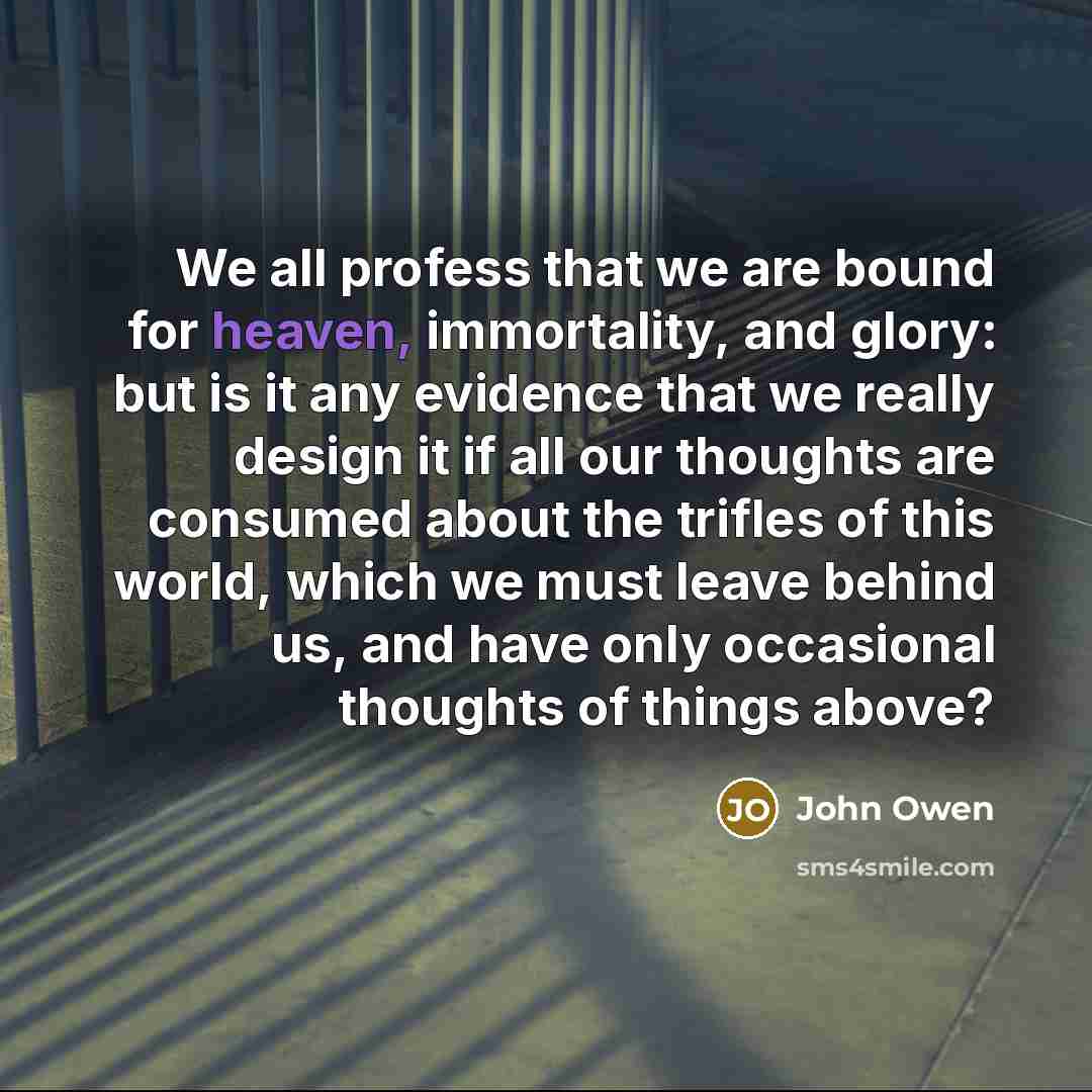 “We all profess that we are bound for heaven, immortality,…” quote by John Owen