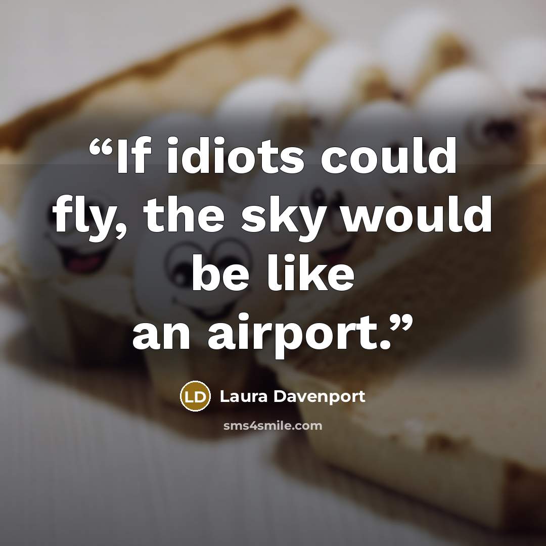 “If idiots could fly, the sky would be like an airport.” quote by Laura Davenport