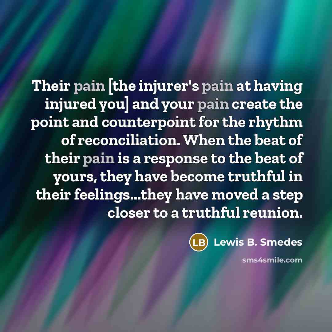 “Their pain [the injurer's pain at having injured you] and…” quote by Lewis B. Smedes