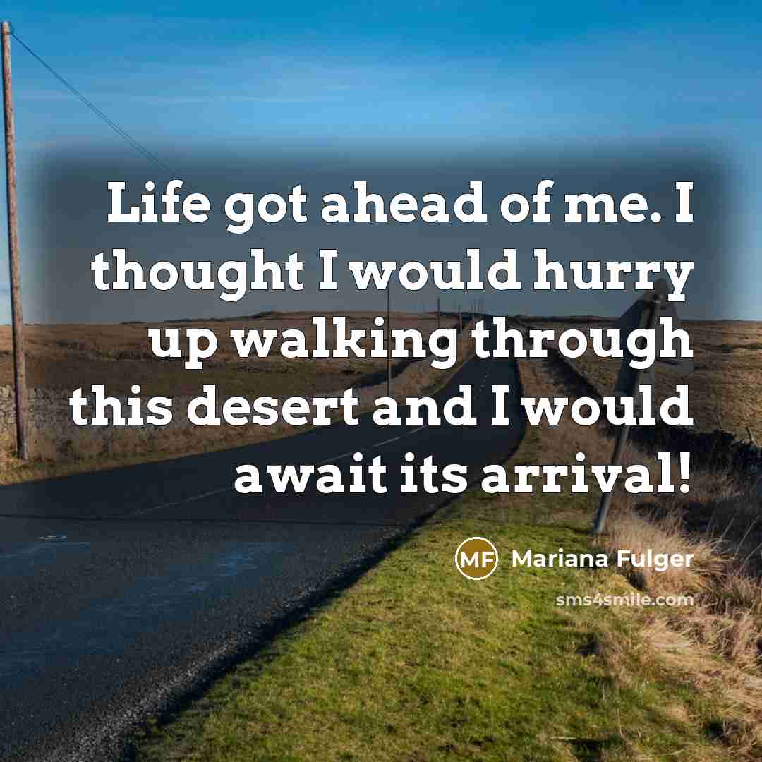 “Life got ahead of me. I thought I would hurry up walking through this desert and I would await its arrival!” quote by Mariana Fulger