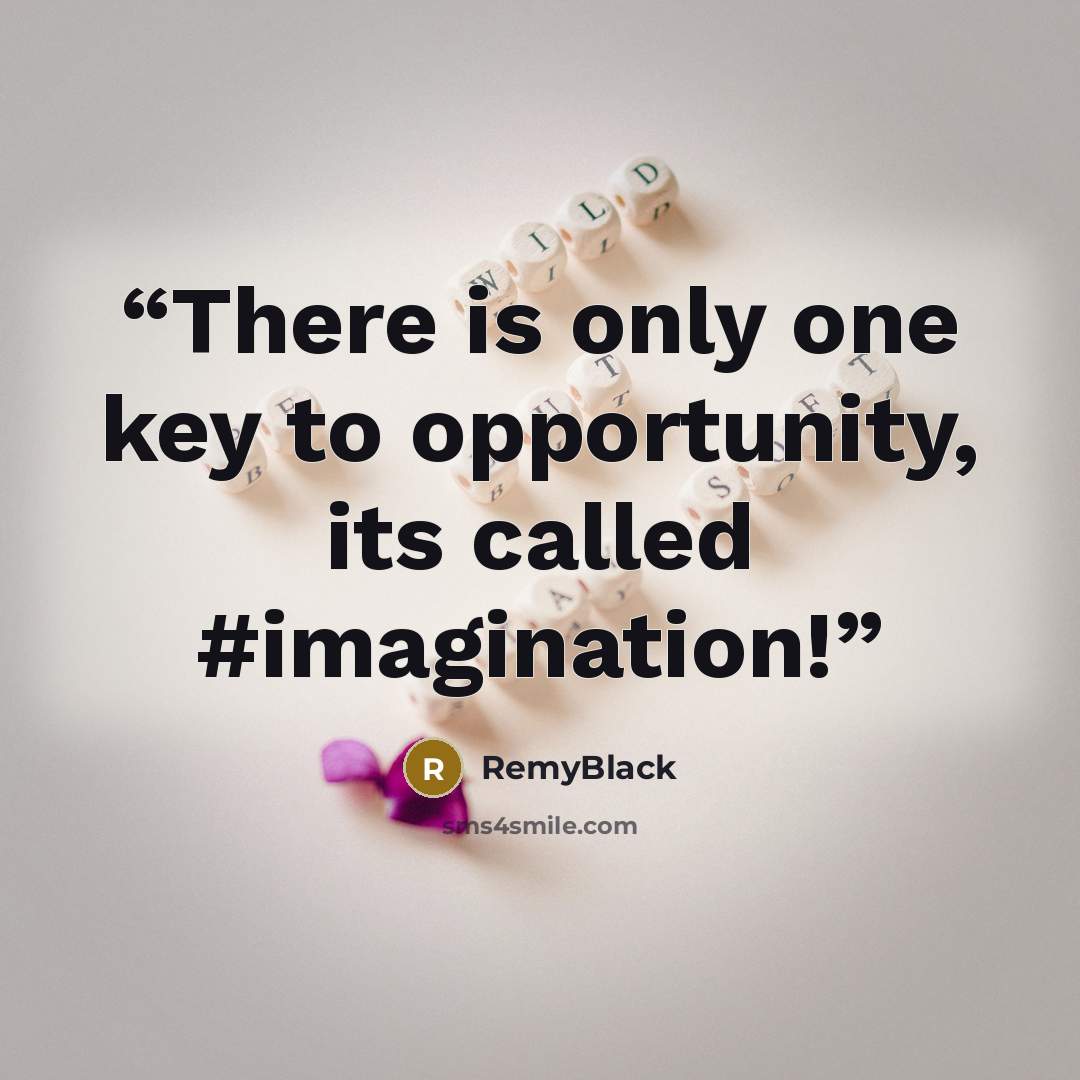 “There is only one key to opportunity, its called #imagination!” quote by RemyBlack