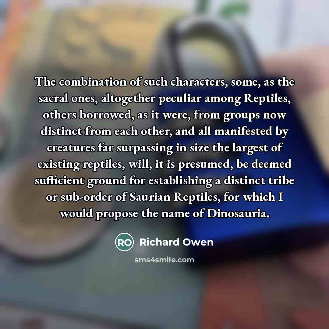 “The combination of such characters, some, as the sacral ones,…” quote by Richard Owen