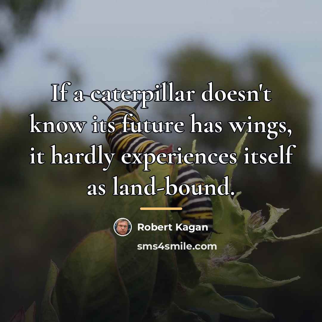 “If a caterpillar doesn't know its future has wings, it…” quote by Robert Kagan