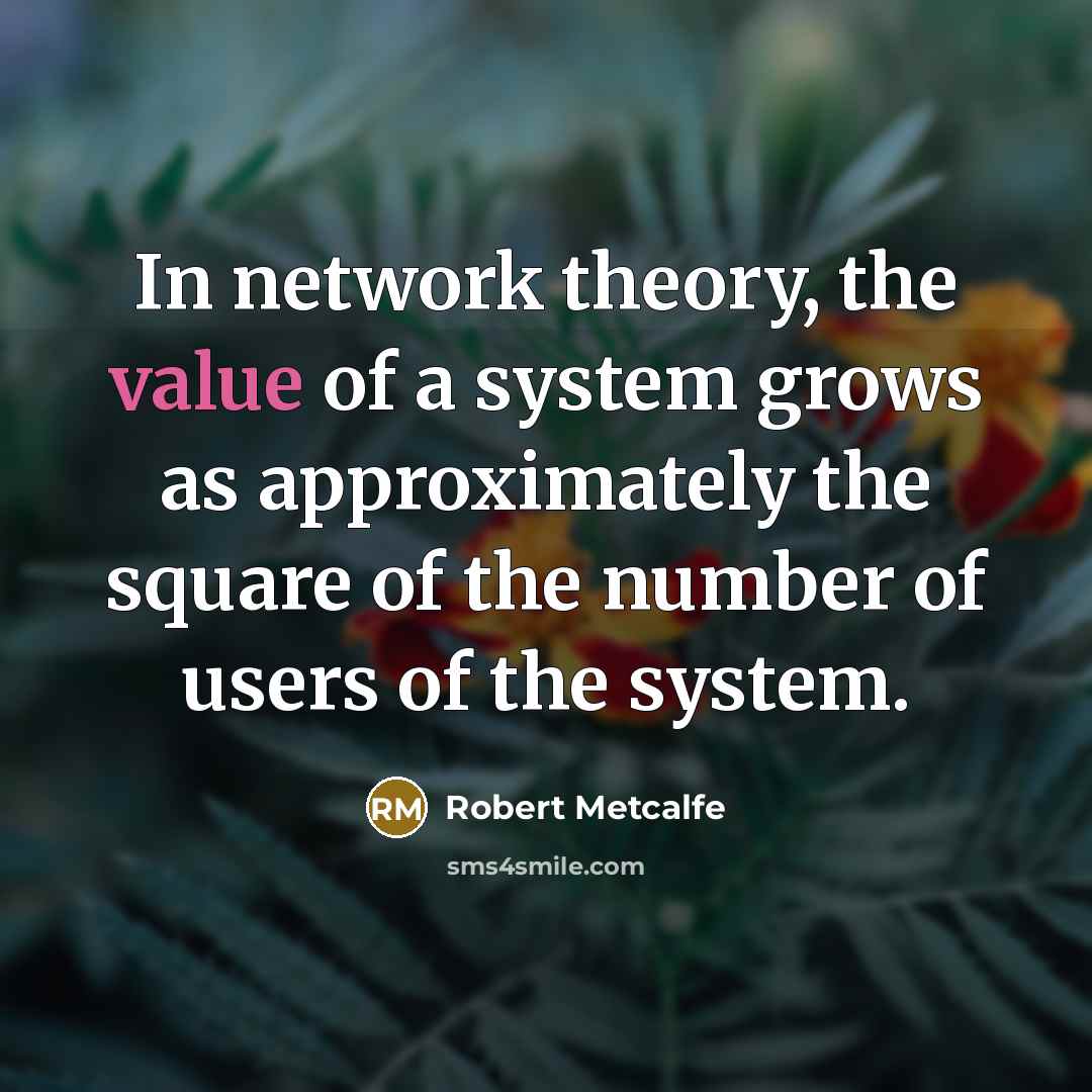 “In network theory, the value of a system grows as…” quote by Robert Metcalfe
