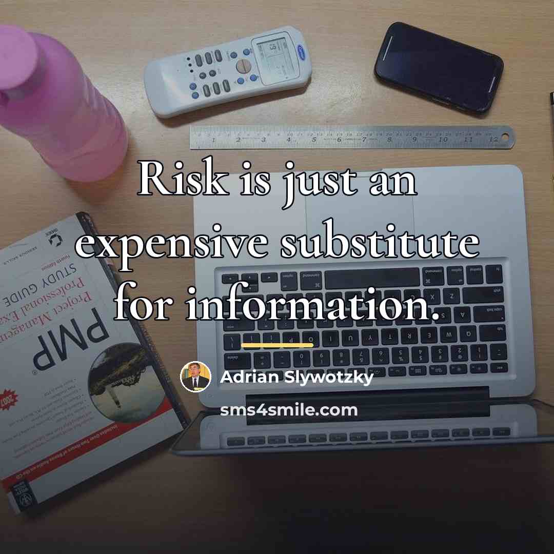 “Risk is just an expensive substitute for information.…” quote by Adrian Slywotzky