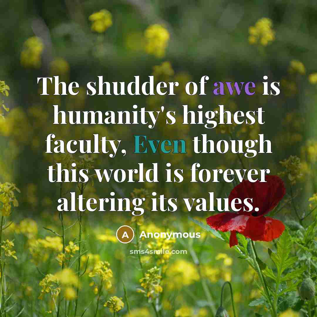 “The shudder of awe is humanity's highest faculty, Even though…” quote by Anonymous